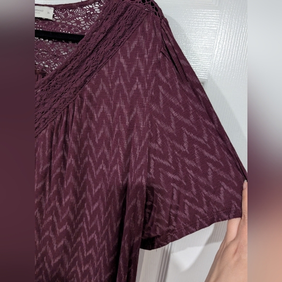 Lucky Brand Women's Purple Flutter Sleeve Button Up Embroidered Boho Blouse XL - Picture 7 of 11